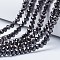 Electroplate Transparent Glass Beads Strands, Full Plated, Faceted, Rondelle, Gunmetal Plated, 3.5~3.8x3mm, Hole: 0.4mm, about 105~110pcs/strand, 29~31cm