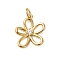 Rack Plating Brass & Clear Cubic Zirconia  Pendants, Cadmium Free & Lead Free, Long-Lasting Plated, Flower, with Jump Ring, Real 18K Gold Plated, 18x14.5x2.5mm, Hole: 5mm