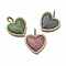 Brass Micro Pave Cubic Zirconia Pendants, Heart Charms, Cadmium Free & Lead Free, Rack Plating, Long-Lasting Plated, Mixed Color, 23.5x25x5mm, Hole: 5.5x3.5mm
