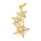 Rack Plating Brass Micro Pave Cubic Zirconia Charms, Long-Lasting Plated, Lead Free & Cadmium Free, Heart, Real 18K Gold Plated, 21x11x2mm, Hole: 3mm
