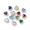 Brass Beads, Heart, with Micro Pave Cubic Zirconia and Crystal Zirconium, Cadmium Free & Lead Free, Platinum, 9x10x7mm, Hole: 2/3x2mm