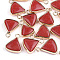Natural White Jade Pendants, with Brass Findings, Dyed, Triangle, Golden, 16~16.5x12.5x5mm, Hole: 2mm
