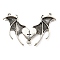 Alloy Chandelier Component Links, 3-Loops, Cross with Bat Wings, Antique Silver, 26x40x3.5mm, Hole: 1.6mm & 1.4mm