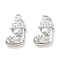 Brass Micro Pave Cubic Zirconia Charms, Cadmium Free & Nickel Free & Lead Free, Shoes, Platinum, 13.5x8.5x4.5mm, Hole: 1.4mm