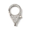 Brass Clear Cubic Zirconia Lobster Claw Clasps, Cadmium Free & Nickel Free & Lead Free, Platinum, 24x14.5x5.5mm, Hole: 6.5x2mm