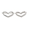 Brass Micro Pave Clear Cubic Zirconia Connector Charms, Cadmium Free & Nickel Free & Lead Free, Heart Links, Platinum, 12.7x28x4mm, Hole: 1mm
