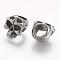 304 Stainless Steel Beads, Skull, Large Hole Beads, Antique Silver, 11x12x10mm, Hole: 6mm