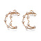 Brass Micro Pave Clear Cubic Zirconia Pendants Links, Long-Lasting Plated, Cadmium Free & Lead Free, Moon, Light Gold, 20~21x13.5x2mm, Hole: 1~1.6mm