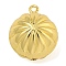 Rack Plating Brass Pendants, Long-Lasting Plated, Cadmium Free & Lead Free, Corrugated Round, Real 18K Gold Plated, 23x19x18mm, Hole: 2mm