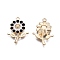 Alloy Enamel Pendants, Golden, Sunflower, Black, 27x19x3.5mm, Hole: 1.8mm