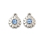 304 Stainless Steel Pendants, with Rhinestone, Flower Charms, Real 14K Gold Plated, Light Sapphire, 11x9x3mm, Hole: 1.5mm