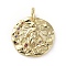 Brass Micro Pave Cubic Zirconia Pendants, with Jump Rings, Flat Round, Constellation, Colorful, Golden, Virgo, 14~15x2mm, Hole: 3mm