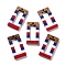 Independence Day Opaque Striped Resin & Walnut Wood Pendants, Hollow Geometric Charms, Rectangle, 28.2x14.7x3.5mm, Hole: 1.8mm