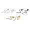 Brass Ear Studs, with Cubic Zirconia, Lead Free & Cadmium Free & Nickel Free, Snake, Clear, Mixed Color, 24x11x1.5mm, Pin: 0.8mm