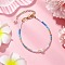Glass Seed Beaded Bracelets for Women, with Shell Pearl & Brass Beads, Deep Sky Blue, 7-1/8 inch(18cm)