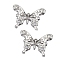 Alloy Rhinestone Pendants, with Plastic Pearl Beaded, Butterfly Charms, Platinum, 20x27mm, Hole: 1.5mm