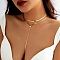 2Pcs 2 Styles Brass Flat Snake Chain Necklaces Set, Lariat Necklaces, Golden, 13.86~14.88 inch(352~378mm), 1Pc/style