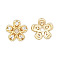 Brass Micro Pave Clear Cubic Zirconia Bead Caps, Nickel Free, 5-Petal, Clear, Flower, Real 18K Gold Plated, 8x8x2.5mm, Hole: 1mm