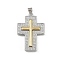 Brass Micro Pave Cubic Zirconia Pendants, Cross Charms, Cadmium Free & Lead Free, Rack Plating, Long-Lasting Plated, Real Gold Plated & Real Platinum Plated, 32x22x4mm, Hole: 4x3.5mm