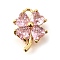 Brass Micro Pave Clear Cubic Zirconia Pendants, Flower Charms, Misty Rose, 13x10x4mm, Hole: 1.6mm