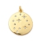 Rack Plating Brass Micro Pave Cubic Zirconia Pendants, Lead Free & Cadmium Free, Long-Lasting Plated, Flat Round, Real 18K Gold Plated, 23x19.5x2mm, Hole: 3mm
