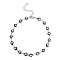 304 Stainless Steel Anklets, with Enamel and Lobster Claw Clasps, Evil Eye, Black, Stainless Steel Color, 9-5/8 inch(24.5cm).