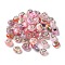 Resin European Beads, with Platinum Plated Brass Core, Rondelle, Pink, 13.5x9mm, Hole: 5mm