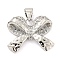 Brass Micro Pave Clear Cubic Zirconia Pendants, Cadmium Free & Nickel Free & Lead Free, Bowknot, Platinum, 16x20x4mm, Hole: 5x3.5mm