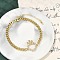 Brass Micro Pave Cubic Zirconia Link Bracelets, Cuban Link Chain Jewelry for Women, Heart, Real 18K Gold Plated, 7-3/8 inch(18.7cm), Pendants: 30x20x4mm
