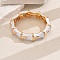 Vintage European & American Style Zinc Alloy Hinged Bangles for Women, with Enamel, White, Inner Diameter: 2-3/8 inch(6cm)