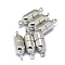 Rack Plating Brass Magnetic Clasps with Loops, N45 Grade Strong Magnet, Long-Lasting Plated, Oval, Real Platinum Plated, 19x6mm, Hole: 1.8mm