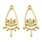 Natural Amazonite Teardrop Pendants, Ion Plating(IP) 316 Stainless Steel Melting Eye Charms, Real 24K Gold Plated, 30.5x14.5x2.5mm, Hole: 1.8mm