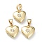 Brass Micro Pave Clear Cubic Zirconia Locket Pendants, Photo Frame Pendants for Necklaces, Long-Lasting Plated, Heart, Real 18K Gold Plated, 15x13x5mm, Hole: 5.5x4mm, 8x6mm Inner Diameter