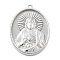 304 Stainless Steel Pendants, Oval with Jesus Charm, Anti-Tarnish, Stainless Steel Color, 36x26.5x5mm, Hole: 2mm
