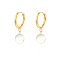 Elegant 304 Stainless Steel Shell Flat Round Dangle Hoop Earrings for Women's Daily Wear, Golden