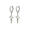 Anti-Tarnish Rhodium Plated 925 Sterling Silver Dangle Hoop Earrings for Women, Hollow Star, with S925 Stamp, Platinum, 35mm