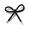 Alloy & Glass Seed Beads Bowknot Chandelier Component Links, Platinum, Black, 45~70x38~69x7mm, Hole: 1~1.6mm, Bead: 3~3.5mm