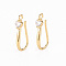 Brass Micro Pave Clear Cubic Zirconia Earring Hooks, with Horizontal Loop, Nickel Free, Real 18K Gold Plated, 17x3mm, Hole: 1.2mm, Pin: 0.7mm