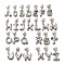 26Pcs Brass Micro Pave Cubic Zirconia Pendants, Cadmium Free & Nickel Free & Lead Free, Heart with Letter A~Z Charms, Platinum, 31.5x12~19.5x3.5~6.5mm, Hole: 2.5X2.5mm