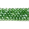 Transparent Electroplate Glass Beads Strands, Pearl Luster Plated, Faceted, Bicone, Lime Green, 6x6mm, Hole: 1mm, about 45~47pcs/strand, 9.65~9.84 inch(24.5~25cm)
