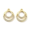 Brass Micro Pave Clear Cubic Zirconia Pendants, Flat Round, Real 18K Gold Plated, 13.5x11x2mm, Hole: 1.2mm