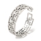 Non-Tarnish 304 Stainless Steel Open Cuff Ring, Hollow Rectangle, Stainless Steel Color, US Size 8(18.1mm)