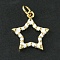 Rack Plating Eco-Friendly Brass Enamel Pendants, with Jump Ring, Long-Lasting Plated, Lead Free & Cadmium Free, Real 18K Gold Plated, Star Charm, White, 16.5x14.5x2mm