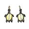 Brass Pendants, with Cat Eye and Jump Ring, Lead Free & Cadmium Free, Antique Bronze, Sea Turtle, Yellow, 16x10.5x4mm, Hole: 3.5mm