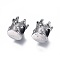 304 Stainless Steel European Beads, Large Hole Beads, Crown, Antique Silver, 10.5x9mm, Hole: 4.5mm