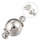 Platinum Brass Magnetic Clasps with Loops, Nickel Free, 14x8mm, Hole: 2mm, Jump Ring: 4x0.7mm