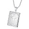 Stainless Steel Rectangle with Cross Pendant Necklace, Photo Locket Necklaces, Stainless Steel Color, 19.69 inch(50cm)