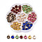 K9 Glass Charms, with Brass Findings, Flat Round, Faceted, Mixed Color, Light Gold, 11.5x8.5x4mm, Hole: 1.8mm