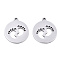 Jewelry Non-Tarnish 201 Stainless Steel Pendants, Laser Cut, Hollow, Flat Round with Baby Feet, Stainless Steel Color, 17x15x0.9mm, Hole: 1.4mm