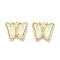 Alloy Glass Pendants, Butterfly, Faceted, Light Gold, Honeydew, 19x23x5mm, Hole: 2mm